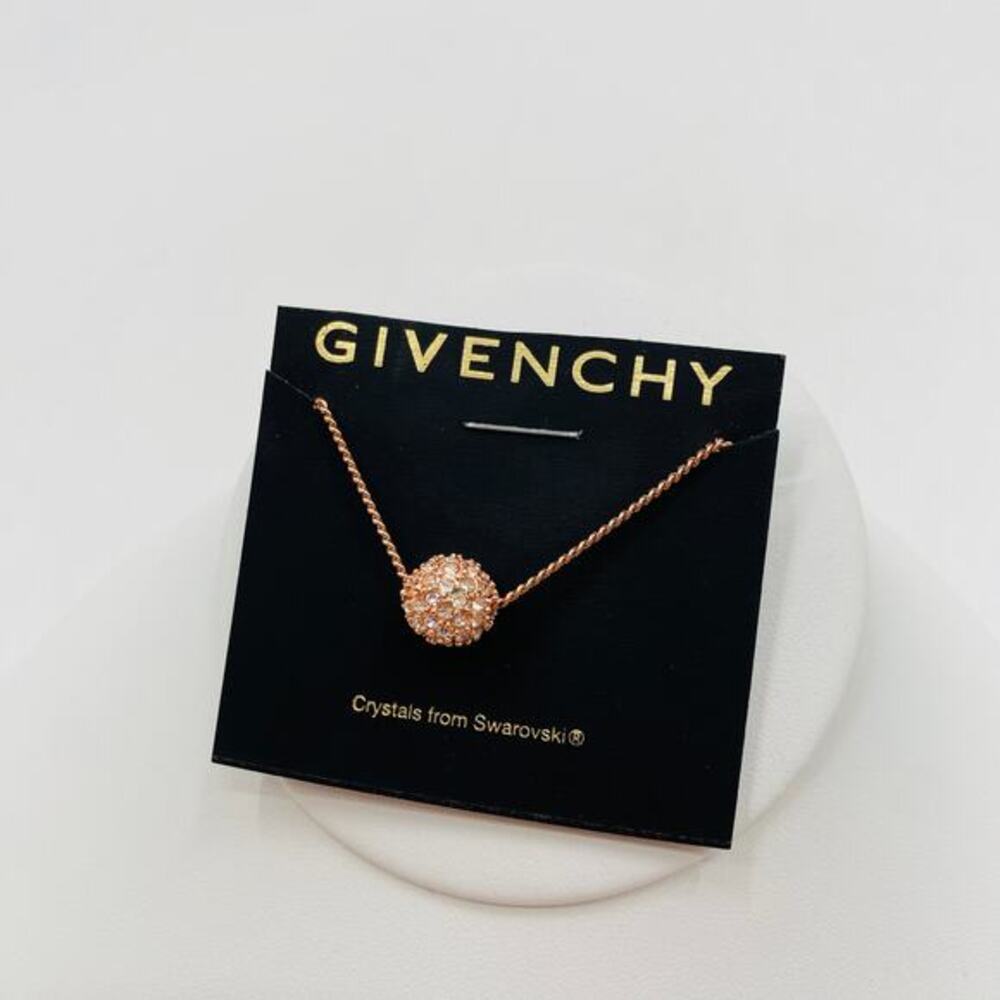 Givenchy rose gold swarovski crystal ball necklace